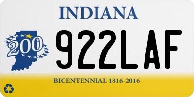 IN license plate 922LAF