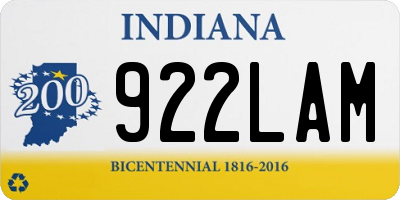 IN license plate 922LAM