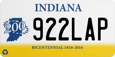 IN license plate 922LAP