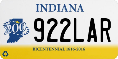 IN license plate 922LAR