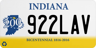IN license plate 922LAV