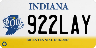 IN license plate 922LAY