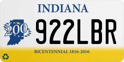 IN license plate 922LBR