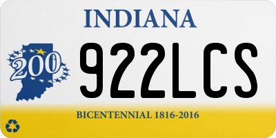 IN license plate 922LCS