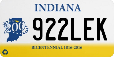 IN license plate 922LEK