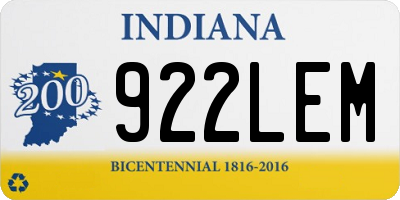 IN license plate 922LEM