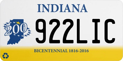 IN license plate 922LIC