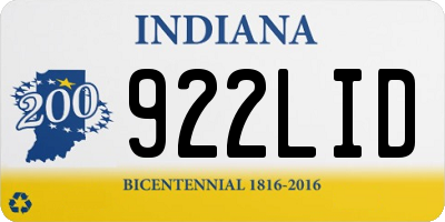 IN license plate 922LID