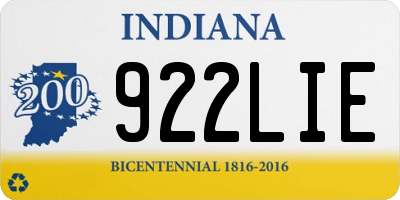 IN license plate 922LIE