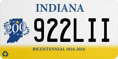 IN license plate 922LII