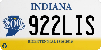 IN license plate 922LIS