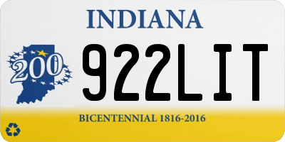 IN license plate 922LIT