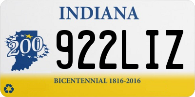 IN license plate 922LIZ