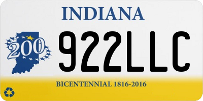 IN license plate 922LLC