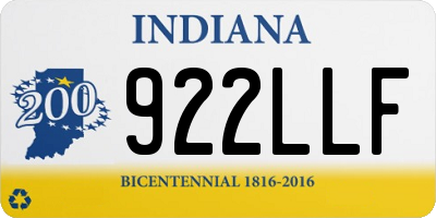 IN license plate 922LLF