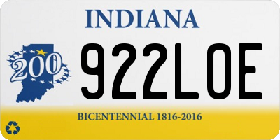 IN license plate 922LOE