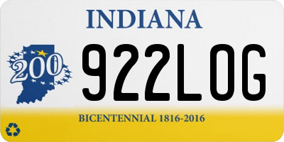 IN license plate 922LOG