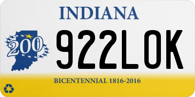 IN license plate 922LOK