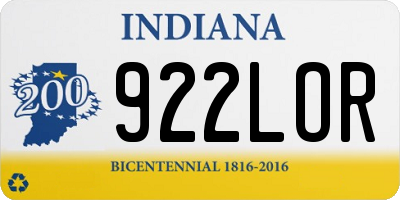 IN license plate 922LOR