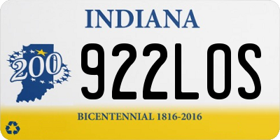 IN license plate 922LOS