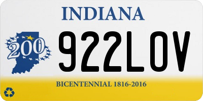IN license plate 922LOV