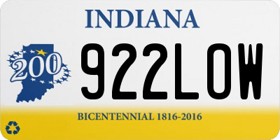 IN license plate 922LOW