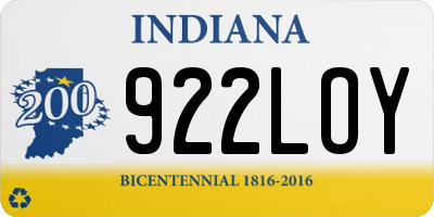 IN license plate 922LOY