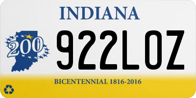 IN license plate 922LOZ