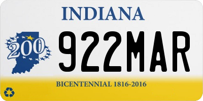 IN license plate 922MAR