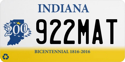 IN license plate 922MAT