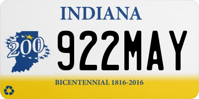 IN license plate 922MAY