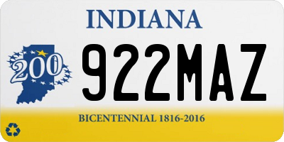 IN license plate 922MAZ
