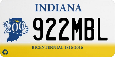 IN license plate 922MBL