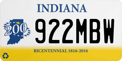IN license plate 922MBW