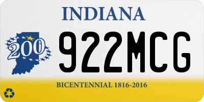 IN license plate 922MCG