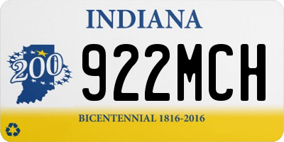 IN license plate 922MCH