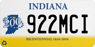 IN license plate 922MCI