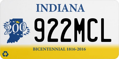 IN license plate 922MCL