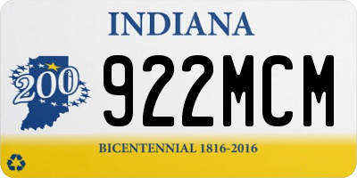 IN license plate 922MCM