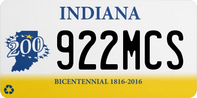IN license plate 922MCS