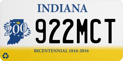 IN license plate 922MCT