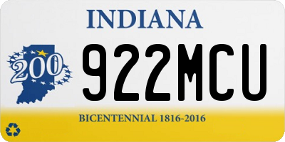 IN license plate 922MCU