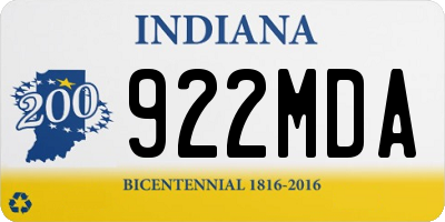IN license plate 922MDA