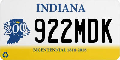 IN license plate 922MDK