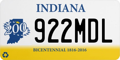 IN license plate 922MDL