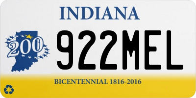 IN license plate 922MEL