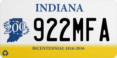 IN license plate 922MFA
