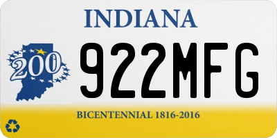 IN license plate 922MFG