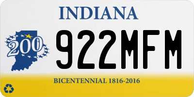 IN license plate 922MFM