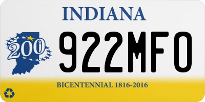 IN license plate 922MFO